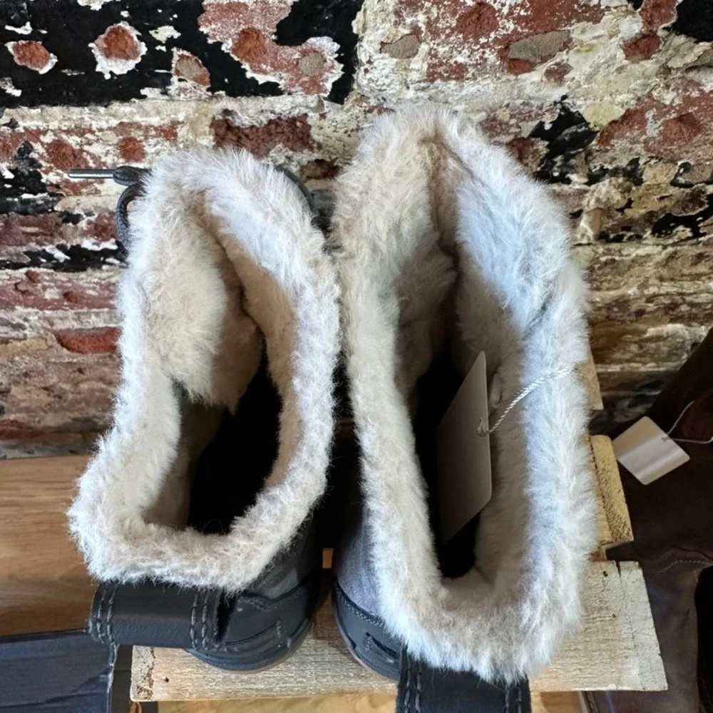 Sorel Explorer Joan Waterproof Boots Quarry Grey Faux Fur NL3425-052 Womens 6